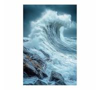 TERUEA Art Tableau mural Fleurs 1 Parties Impression sur Toile Intissee Decotation Salon Abstrait Vague Océan Déferlante Rocher (Bleu)-20x30cm Sans cadre