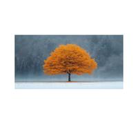 TERUEA Decoration Murale Boho Botanique, Seul Arbre Automne Doré Enneigé Hiver Forêt - Art naturel intemporel pour une décoration murale élégante(Grey)-50x100cm1 Sans cadre
