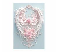 TERUEA décoration murale esthétique colorée pour salle de bain Ailes Ange Roses Rosiers - Nature harmonieuse - pour une décoration élégante de salon(Rose)-80x120cm1 Sans cadre