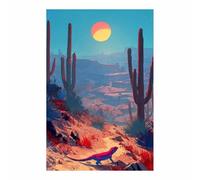 TERUEA décoration murale esthétique colorée pour salle de bain Paysage Désert Cactus Art mural sur toile, célèbre peinture à de jardin fleur de jardin,(Bleu)-40x60cm Sans cadre