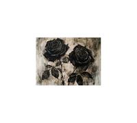 TERUEA Décoration murale esthétique pour salle de bain Rose Noire Florale Mélancolique Tableau mural Fleurs Impression sur Toile Intissée Décoration Salon(Black)-20x30cm1 Sans cadre