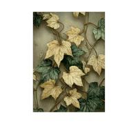 TERUEA Décoration murale esthétique pour salle de bain Tableau botanique vintage feuillage vert beige rétro déco - Peinture décorative - Affiches murales et image d'art(Beige)-60x90cm1 Sans cadre