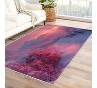 TERUEA Dessin 3D Imprimé Super Doux Antidérapant Grand Tapis Le Ciel Rose projette Une Douce Lueur sur Le lac, Intérieur Carpette Salon, Sol pour Canapé Couloir Chambre (Rose)-180x270cm