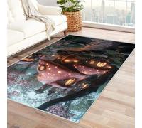 TERUEA Grand Tapis Rectangulaire Couloir Un étrange Village Champignons Roses se Trouve au Bord la rivière, pour Salon Chambre Décor Carpette (Rose)-180x270cm