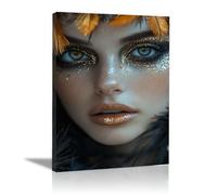 TERUEA grande impression murale esthétique, Une illustration vintage d'un chandelier et de trois fantômes, Halloween peinture vintage féminine pour(Blanc)-70x100cm1 Encadrée
