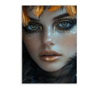 TERUEA grande impression murale esthétique, Une illustration vintage d'un chandelier et de trois fantômes, Halloween peinture vintage féminine pour(Blanc)-70x100cm1 Sans cadre