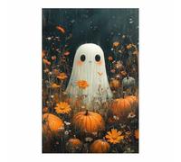 TERUEA Halloween, décoration fête en forme forêt, Maison hantée avec un ciel nocturne pleine lune Sorcière Fantôme Citrouille Halloween Party Décoration Photo Fond (Orange)-60x90cm1 Sans cadre