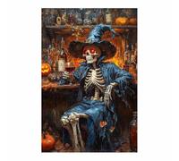 TERUEA Halloween, décoration fête en forme forêt, Un squelette en robe bleue Décoration fête d'Halloween - accessoires photo (Bleu)-30x45cm1 Sans cadre