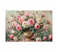 TERUEA Image Tableau Decoration Murale fleur Grand Tableaux Decoratifs Muraux Chambre CuisineDeco Salon Art Wall Bouquet Roses Vintage Nature Morte Florale, (Pink)-80x120cm Sans cadre
