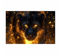 TERUEA Impression sur toile représentant des animaux, Art de léopard noir flamboyant décoration murale amusante pour la maison, le bureau, affiche rustique(Doré)-70x100cm1 Sans cadre