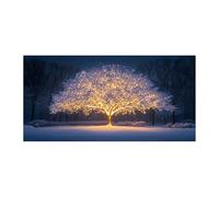 TERUEA La Beauté de la Plante Tableau pour Art Déco Arbre enneigé illuminé Or-Bleu Design, Murale Tableau Decoration Murale Chambre Coucher Cuisine(Or )-20x40cm1 Sans cadre