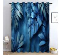 TERUEA Lot 2 Rideaux fenêtre Un Motif Feuilles Magnifique et délicat Cuisine Oeillets Isolation Thermique Rideau Polyester Rideau Fenêtre-H240 x L140 cm (2 Panneaux)