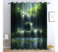 TERUEA - Occultants & Isolation Thermique pour Chambre/Salon Une Cascade en Cascade recouverte de Mousse, Brumeux forêt Rideaux occultants-H215 x L100 cm (2 Panneaux)