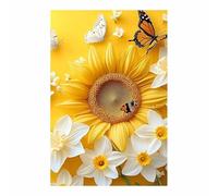 TERUEA Painting Impression sur Toile des Elégantes Tournesol Papillon Jaune - Nature harmonieuse - pour une décoration élégante de salon(Jaune)-40x60cm Sans cadre