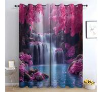 TERUEA Paysage de forêt d'automne Plantation d'automne onirique, Cascade et rochers décoration élégante pour Salon Chambre de Fille Salle à Manger-H215 x L100 cm (2 Panneaux)