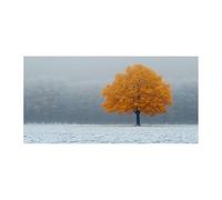 TERUEA Paysage de montagne traditionnel avec Arbre Orange Champ Enneigé Murale Salle de Bain Cadeau Anniversaire(Orange)-30x60cm Sans cadre