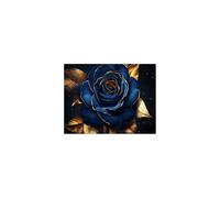 TERUEA Poster animal mignon et jolies fleurs, Rose Bleue Dorure Impression sur Toile Image Tableau Decoration Murale(Blue)-70x100cm1 Sans cadre