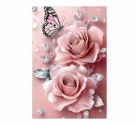 TERUEA Poster animal mignon et jolies fleurs, Rose Papillon Diamant Rose - Nature harmonieuse - pour une décoration élégante de salon(Rose)-20x30cm Sans cadre