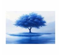 TERUEA poster décoratif sur toile, affiches murales et image Arbre Bleu Paysage Lac Moderne Impression sur Toile Image Tableau Decoration Murale(Bleu)-30x45cm1 Sans cadre