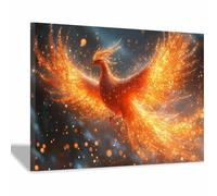 TERUEA Poster sur toile représentant des animaux - Phénix flamboyant mythique Décoration murale - Pour salon, chambre à coucher(Orange)-20x30cm1 Encadrée