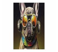 TERUEA Poster sur toile représentant un animal, Peinture murale de bouledogue français en steampunk, décoration unique Art mural minimaliste moderne et décoratif(Marron)-70x100cm1 Sans cadre