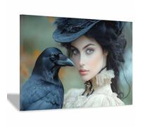 TERUEA Poster vintage féminin décoratif sur toile - Une belle femme afro-américaine en noir et or, Halloween peinture vintage féminine pour(Noir)-80x120cm1 Encadrée