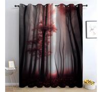 TERUEA Rideaux Décoratifs Doux Rideau Lumineux Forêt Rouge brumeuse Rideau Opaque (Rose)-H240 x L140 cm (2 Panneaux)