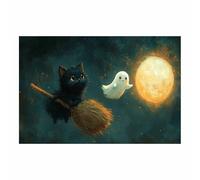 TERUEA Tableau Moderne sur Toile décoration Murale Un animal à fourrure et un mignon white spirit pour décoration chambre à coucher, bureau, chambre sorcière(Blanc)-40x60cm1 Sans cadre