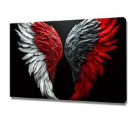 TERUEA Tableau mural abstrait de fleurs sur toile Ailes Ange Rouge Noir Blanc Gothique - Peinture décorative - Affiches murales et image d'art(Red)-80x120cm1 Encadrée