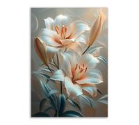 TERUEA Tableau mural Fleurs Des Parties Impression sur Toile Intissee Decotation Salon Lys silencieux Painting Impression sur Toile des Elégantes(Abricot)-70x100cm1 Sans cadre