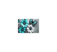 TERUEA Tableau mural fleurs sur toile pour salon, Paon Turquoise Marguerite - Peinture décorative - Affiches murales et image d'art(Gray)-30x45cm1 Sans cadre