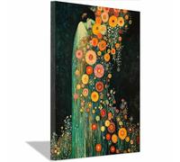 TERUEA Tableaux Decoratifs Muraux Chambre Cuisine Horizontal Deco Salon Art Wall Floral Coloré Vert Foncé poster d'art mural moderne pour chambre à coucher(Vert Foncé)-60x90cm Encadrée