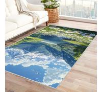 TERUEA Tapis 3D, Tapis Protection Sol Gaming, Belles Montagnes, Un lac et des Fleurs, Moderne Chambre Salon La Chambre des Enfants Home Decor (Vert)-150x180cm