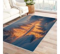TERUEA Tapis 3D, Tapis Protection Sol Gaming, des Arbres et des lumières colorées sur la Rive, Intérieur Carpette Salon, Sol pour Canapé Couloir Chambre, Décoration Maison Moderne(Or)-120x180cm