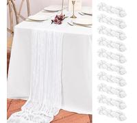 Teruntrue Lot de 10 chemins de Table Blancs en étamine, Chemin de Table bohème de 3 m de Long, Chemin de Table en Gaze pour fête d'anniversaire, Festival, décoration de Mariage (Blanc)