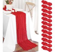 Teruntrue Lot de 12 Nappes en Fromage Chemins de Table Rouge 55x300 cm, Nappe Boho en Gaz de Fromage pour Décorations de Mariage, Fête de Naissance, Douche de Bébé et Anniversaire