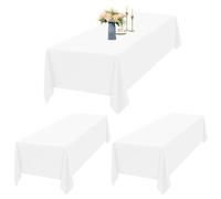 Teruntrue Lot de 2 Nappe Rectangulaire Blanche Tissu 153 x 260cm, Imperméable et Lavable Nappes Rectangulaire pour Tables 6 Pieds, Nappe en Polyester pour Fête Mariage Buffet Camping Restaurant