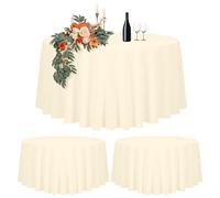 Teruntrue Lot de 2 Nappe Ronde Beige Tissu de 305cm, Imperméable et Lavable Nappes pour Tables Ø150-240 cm,Grande Nappe Ronde en Polyester pour Fête Mariage Buffet Camping Restaurant