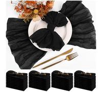 Teruntrue Lot de 30 Serviettes en Mousseline Noire, 50 x 50 cm, Lot de 30 Serviettes en Gaze lavables, Serviettes de Table bohèmes pour dîner, pour décorations de Mariage, fête d’Anniversaire