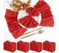 Teruntrue Lot de 30 Serviettes en Mousseline Rouge, 50 x 50 cm, Lot de 30 Serviettes en Gaze, Serviettes de Table bohèmes pour dîner, pour décorations de Mariage et d'anniversaire