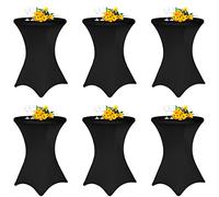 Teruntrue Lot de 6 Housse Mange Debout 80x110 Noir Nappe Mange Debout, Nappe de Table Mariage pour Table de Banquet de Cocktail de Mariage (Noir)