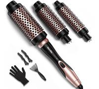 Terviiix Thermal Brush, Ensemble de brosses thermiques interchangeable 3 en 1, baguette à boucler en céramique, One Temp 200℃ Brosse chaude pour cheveux moyens à épais et grossiers, double voltage