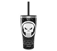 Tervis Marvel Punisher Gobelet isotherme de 887 ml - avec couvercle à paille, en acier inoxydable