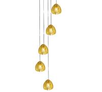 Terzani Mizu 5 Light Pendant Pendelleuchte, verre clair avec feuille d`or, rosette blanche