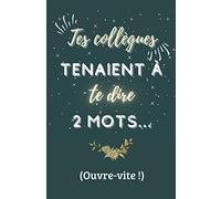 Tes collègues tenaient à te dire 2 mots: Carnet en cadeau pour pot de départ, collègue, patron, homme, femme, départ en retraite | Journal de notes 100 pages | 15,24 x 22,86 cm