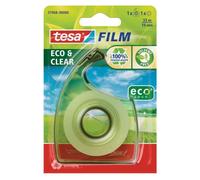 tesa Eco & Clear Ruban adhésif transparent 33m x 19mm + Dévidoir | Dérouleur de ruban adhésif avec bande adhésive incluse - Résistance à la déchirure et forte adhérence - Sans solvant, durable