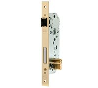 TESA 3010149 Serrure à encastrer pour portes bois, axe 60 mm, finition laiton, têtière ronde, pêne réversible