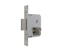 TESA 2031 Serrure à encastrer pour portes bois, axe 40 mm, finition gris nickelé, têtière carrée, pêne réversible