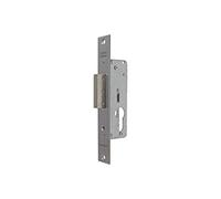 TESA 2210 Serrure à encastrer pour profilés métalliques, axe 25 mm, finition gris inox, pêne réversible