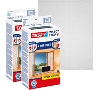 tesa 2x moustiquaire confort fenêtre sans percer gris 1,2x2,4 m